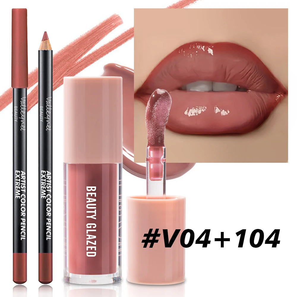 2pcs/Set Velvet Texture Lip Makeup-Create a Moisturizing and Natural Lip Makeup