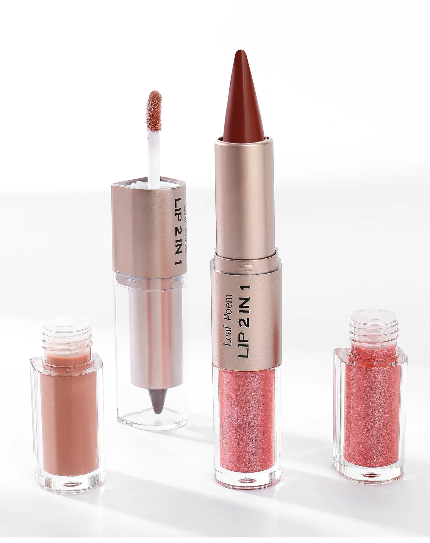 Tapered Lip Liner Contour Pencil Double Head Mirror Lip Glaze Crystal Lip Gloss Sexy Red Lips Tint Makeup