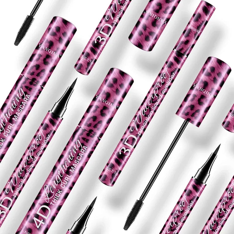 Liquid Eyeliner Pencil+4D Waterproof Mascara Set Cosmetics Eye Liner Thick Curling Mascara Eyebrow Pencil Eyes Makeup
