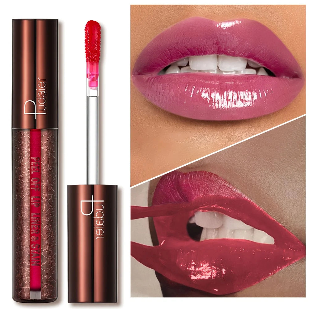 Peel-Off Lip Gloss - Long-wearing waterproof formula, moisturizing gloss, easy to apply, suitable for all light brown skin types