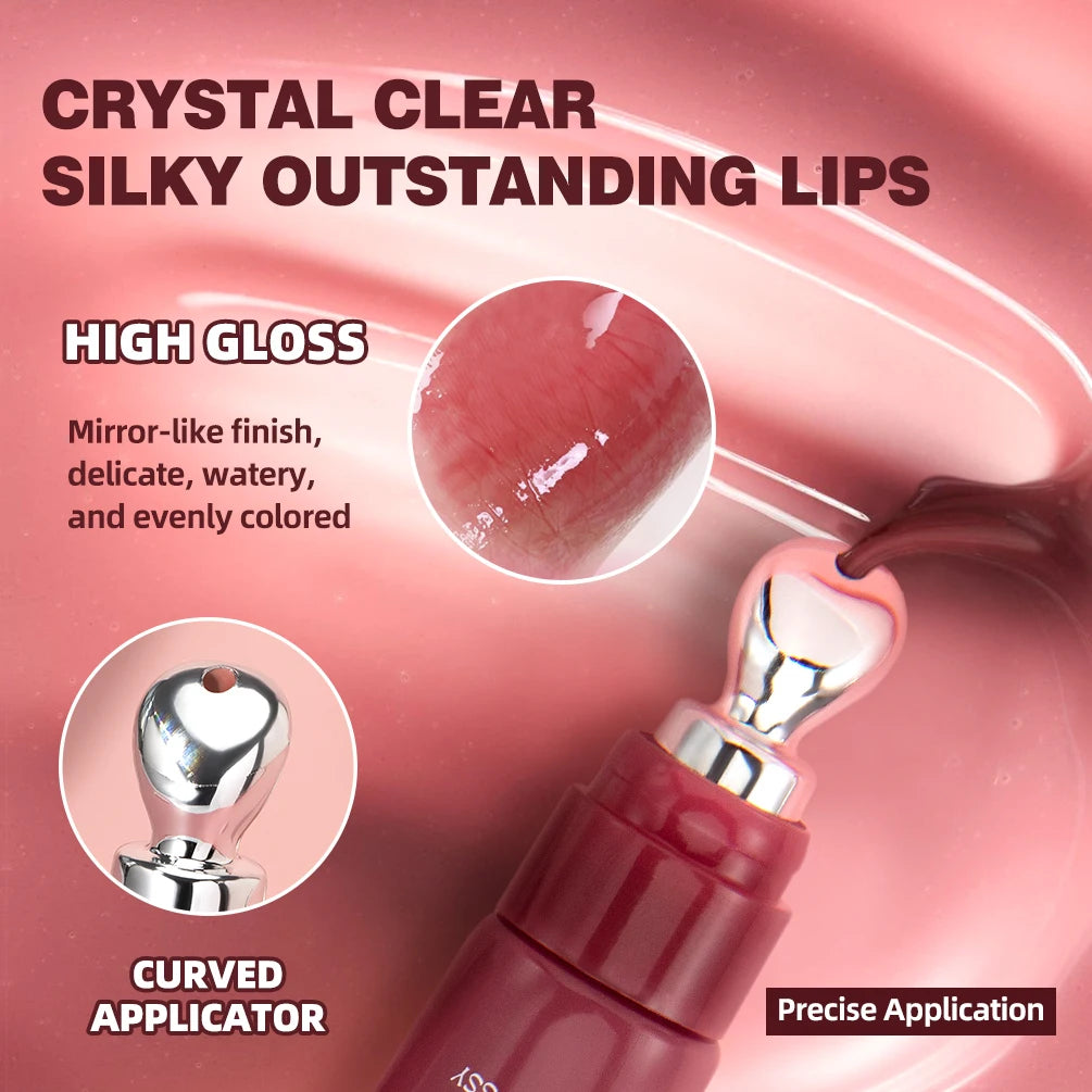 Mirror Pearl Lipgloss-Long Lasting Moisturizing Shine Glitter Lip Glaze Non Stick Cup Jelly Pout Lip Tint Makeup