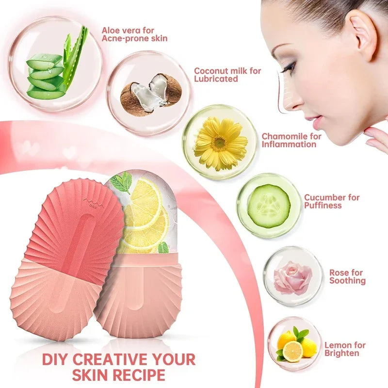 Ice Face Roller-Massage Silicone Ice Mold For Eye Puffiness, Shrink Pores