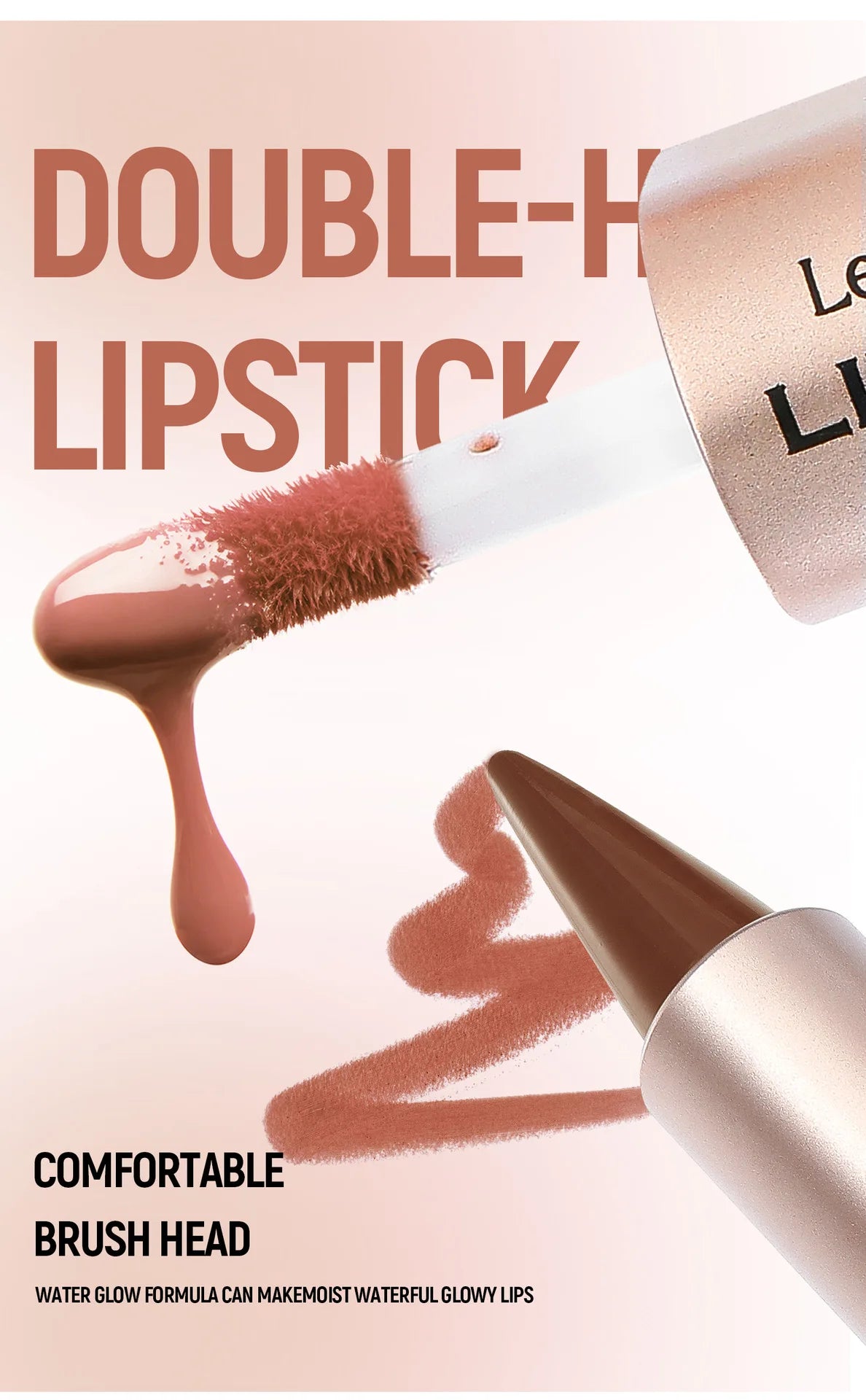 Tapered Lip Liner Contour Pencil Double Head Mirror Lip Glaze Crystal Lip Gloss Sexy Red Lips Tint Makeup