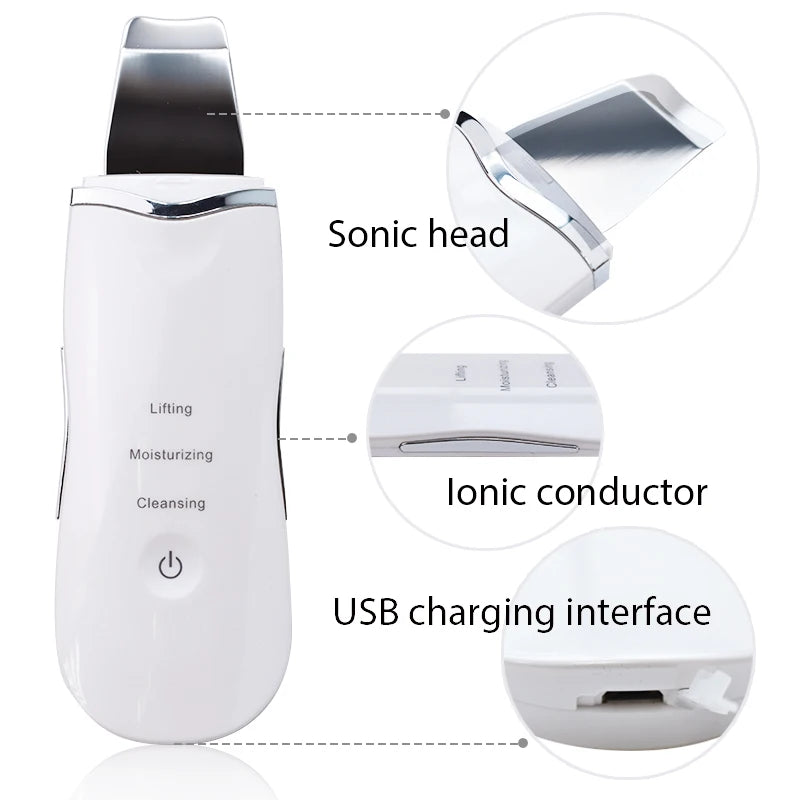 Ultrasonic Deep Face Cleaning Machine Skin Scrubber Remove Dirt Blackhead Reduce Spots And Wrinkles Facial Lifting