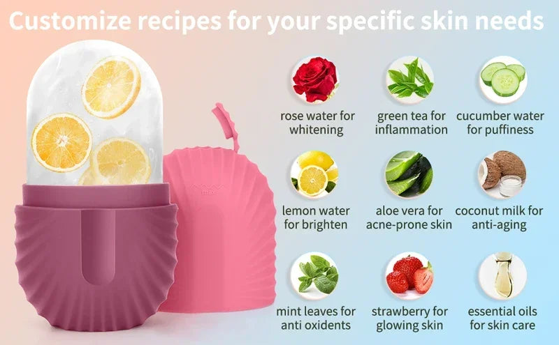 Ice Face Roller-Massage Silicone Ice Mold For Eye Puffiness, Shrink Pores