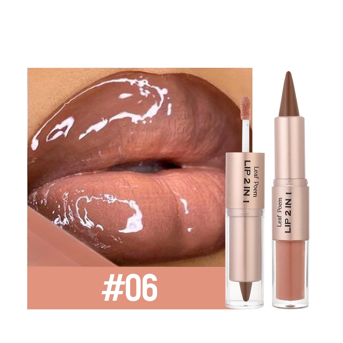 Tapered Lip Liner Contour Pencil Double Head Mirror Lip Glaze Crystal Lip Gloss Sexy Red Lips Tint Makeup