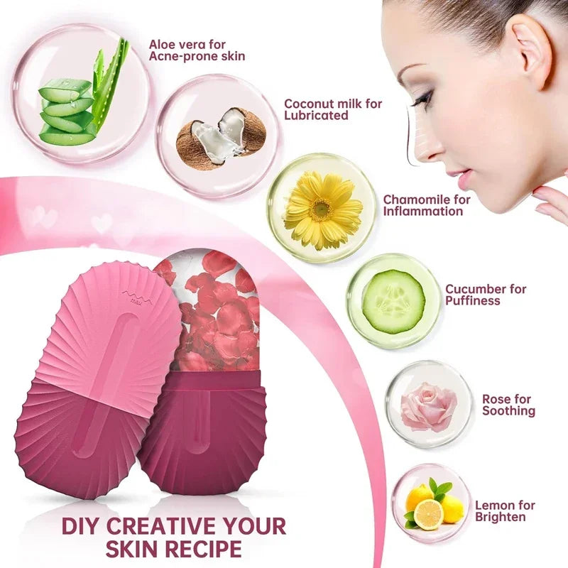 Ice Face Roller-Massage Silicone Ice Mold For Eye Puffiness, Shrink Pores