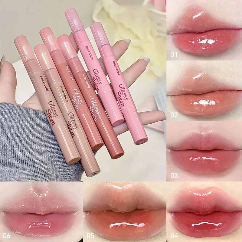 Pinkyfocus Moisturizing, Natural, Easy to Apply, Lipgloss-Has a Water-Gloss Finish, Does Not Stick to the Cup, Does Not Show Lip Lines, Is Non-Sticky, Enhances Lip Volume, Brightens the Complexion, High-End Versatile Korean-S