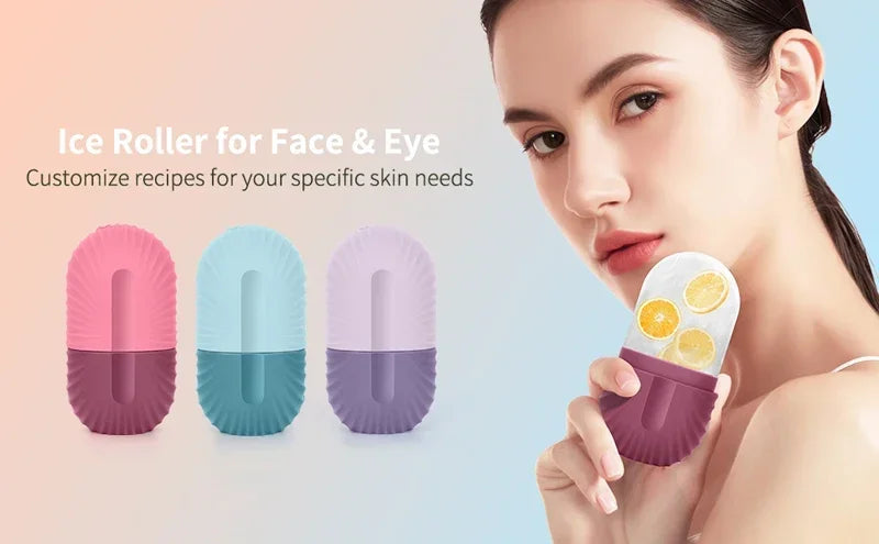 Ice Face Roller-Massage Silicone Ice Mold For Eye Puffiness, Shrink Pores