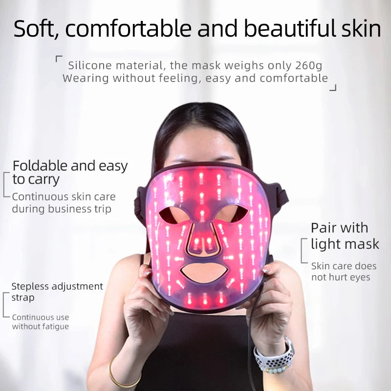 Soft Portable Led Facial Mask-Red Light Therapy Skin Care Face Beauty Mask