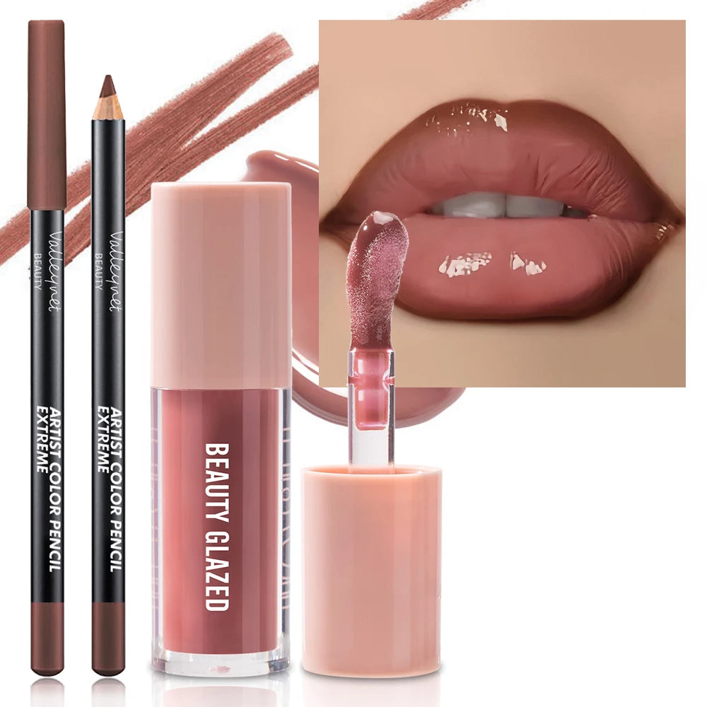 2pcs/Set Velvet Texture Lip Makeup-Create a Moisturizing and Natural Lip Makeup