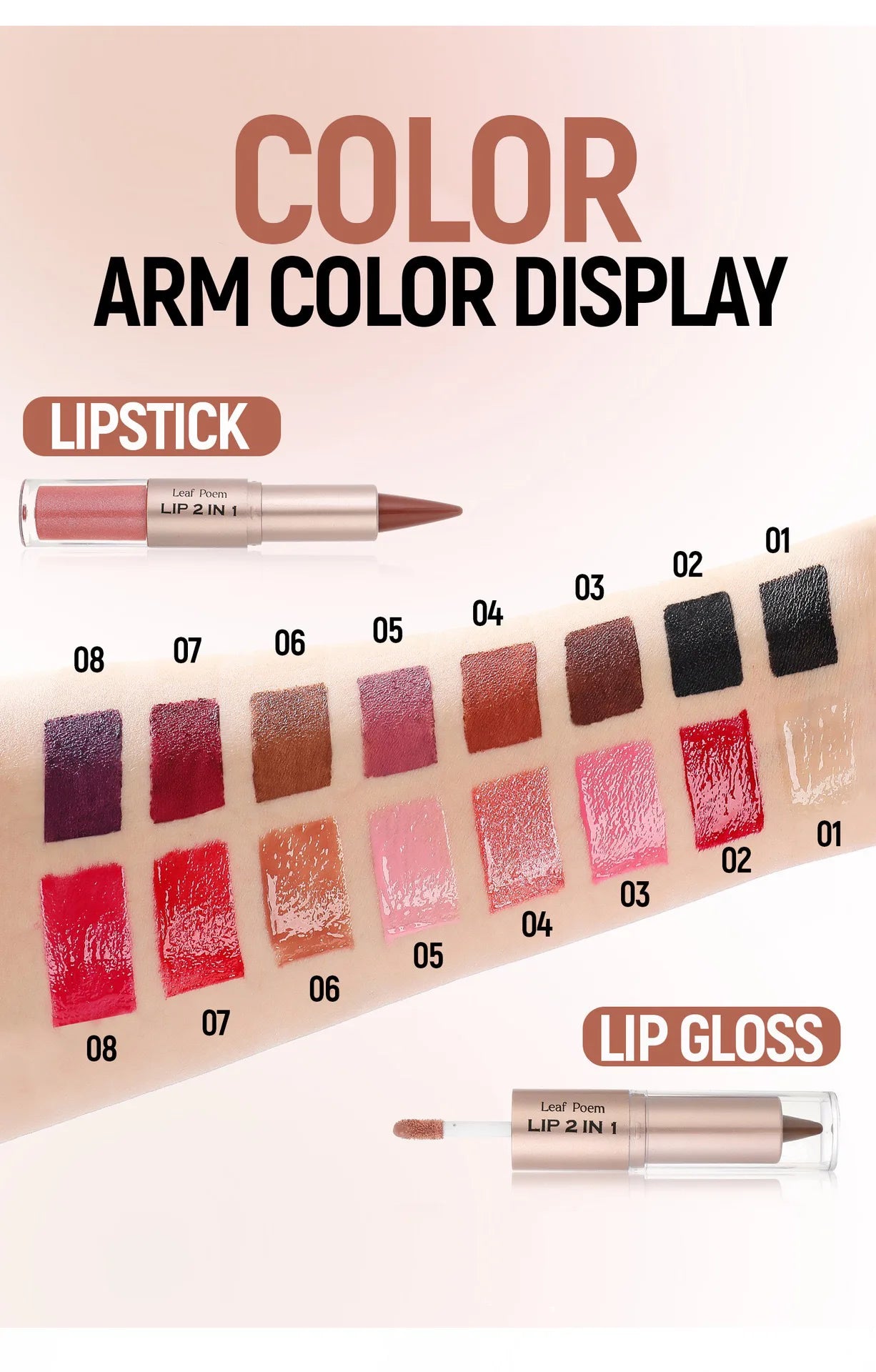 Tapered Lip Liner Contour Pencil Double Head Mirror Lip Glaze Crystal Lip Gloss Sexy Red Lips Tint Makeup