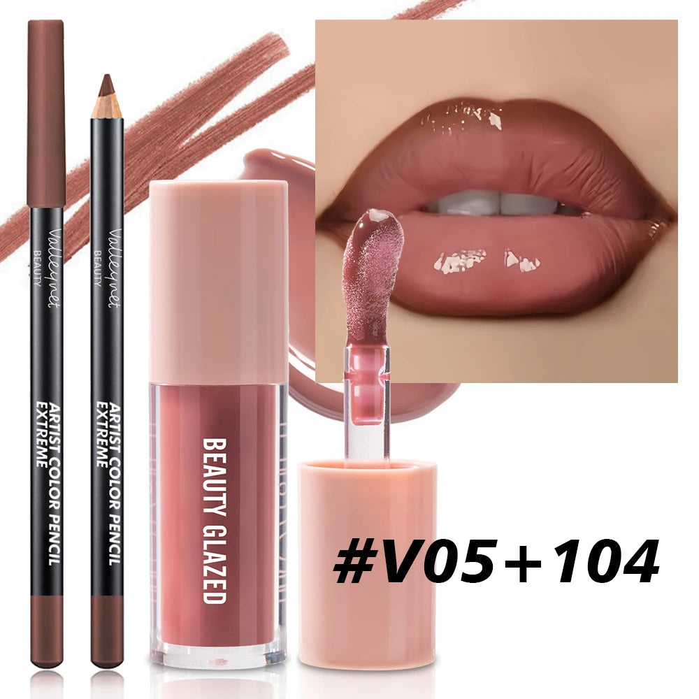 2pcs/Set Velvet Texture Lip Makeup-Create a Moisturizing and Natural Lip Makeup
