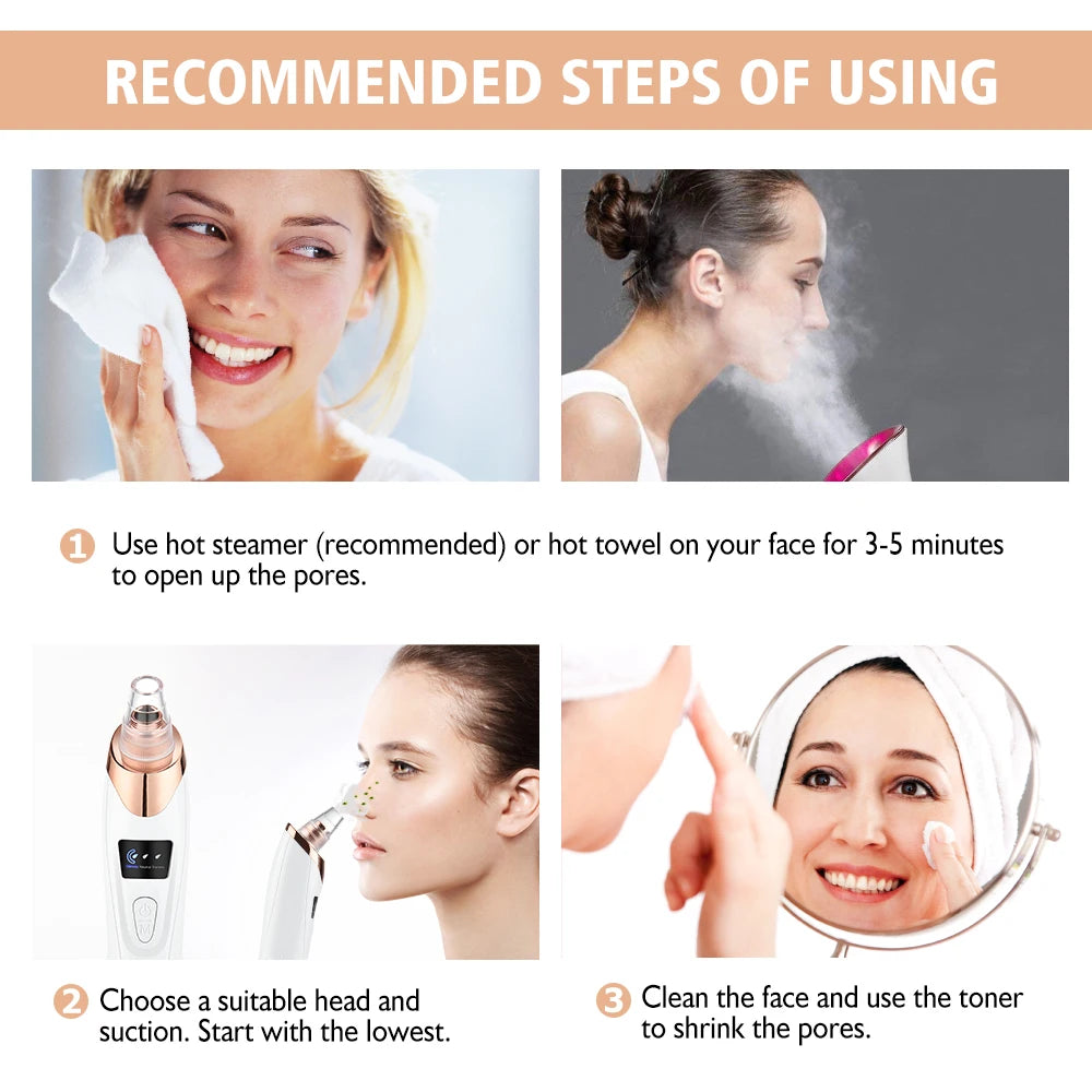 3 Suction Mode Blackhead Remover-Face Cleansing Beauty Machine Dead Skin Remover + Skin Care Tool