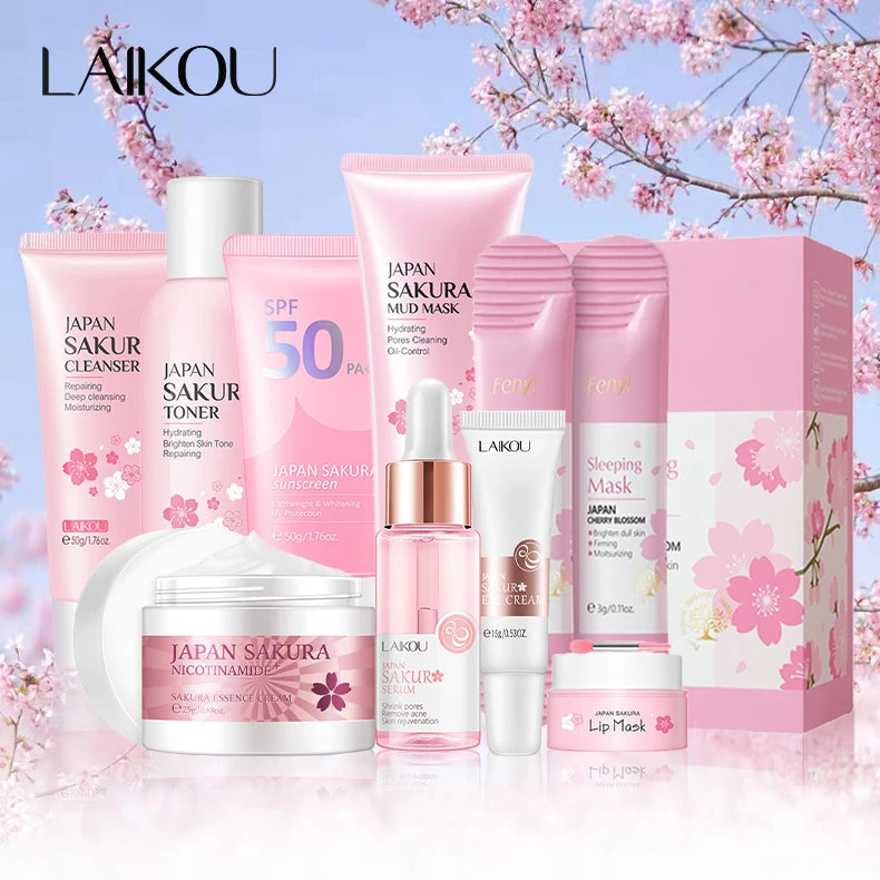9pcs Facial Products Kit-Facial Cleanser, Face Cream, Sunscreen, Facial Mask, Eye Cream, Korean Skincare Product