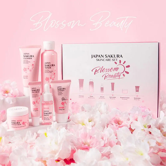 6pcs Nostalgic Sakura Glow Set- Face Cream,Serum,Toner, Facial Cleanser, Sunscreen, Eye Cream,Product Gift box
