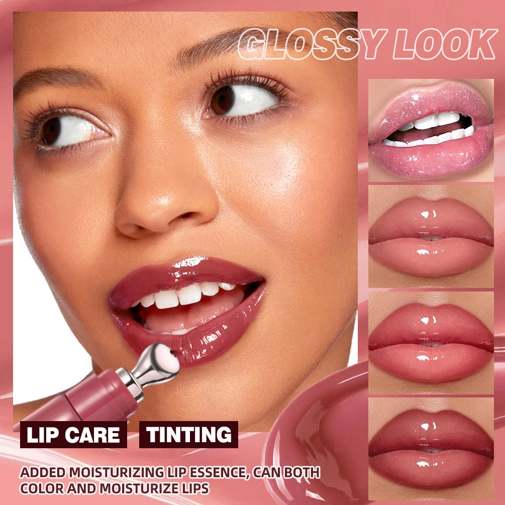 Mirror Pearl Lipgloss-Long Lasting Moisturizing Shine Glitter Lip Glaze Non Stick Cup Jelly Pout Lip Tint Makeup