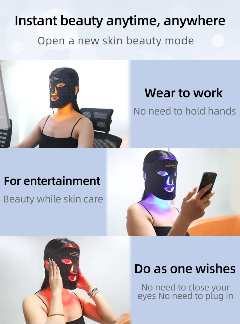Soft Portable Led Facial Mask-Red Light Therapy Skin Care Face Beauty Mask