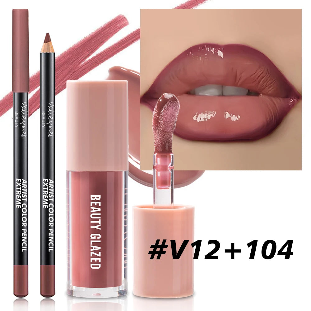2pcs/Set Velvet Texture Lip Makeup-Create a Moisturizing and Natural Lip Makeup
