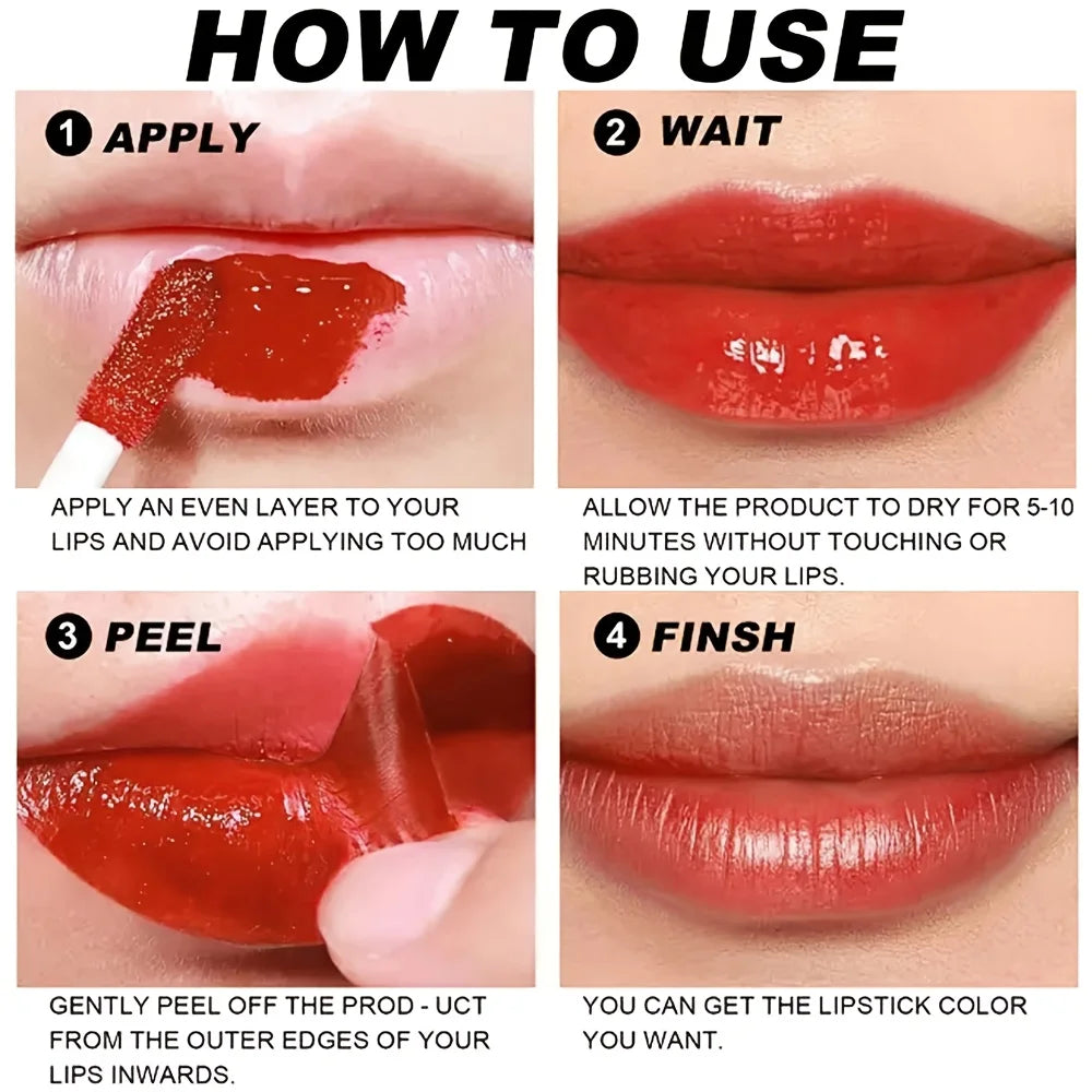 Peel-Off Lip Gloss - Long-wearing waterproof formula, moisturizing gloss, easy to apply, suitable for all light brown skin types