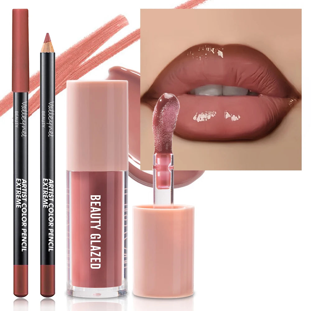2pcs/Set Velvet Texture Lip Makeup-Create a Moisturizing and Natural Lip Makeup