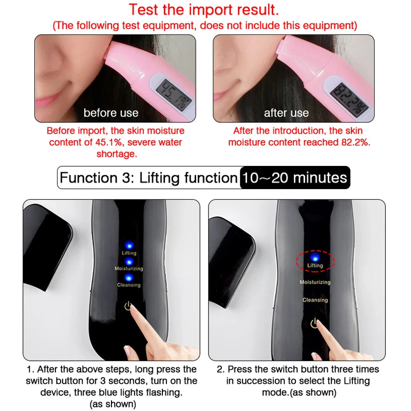 Ultrasonic Deep Face Cleaning Machine Skin Scrubber Remove Dirt Blackhead Reduce Spots And Wrinkles Facial Lifting