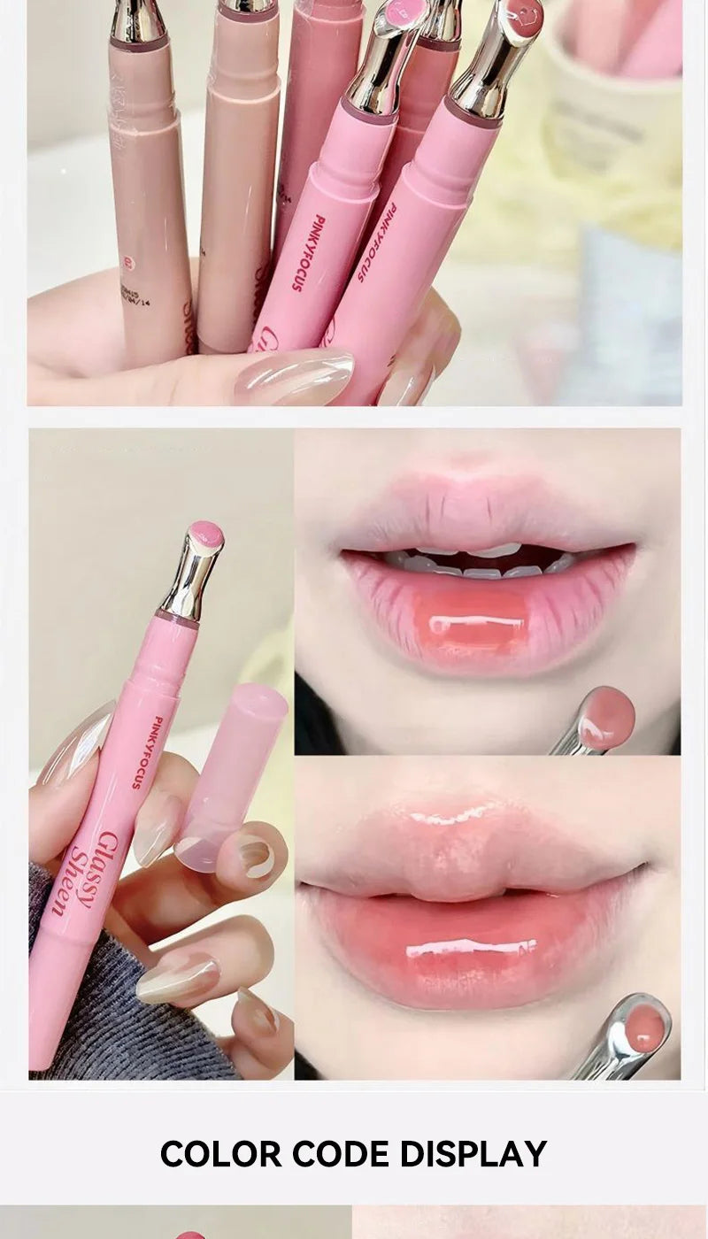Pinkyfocus Moisturizing, Natural, Easy to Apply, Lipgloss-Has a Water-Gloss Finish, Does Not Stick to the Cup, Does Not Show Lip Lines, Is Non-Sticky, Enhances Lip Volume, Brightens the Complexion, High-End Versatile Korean-S