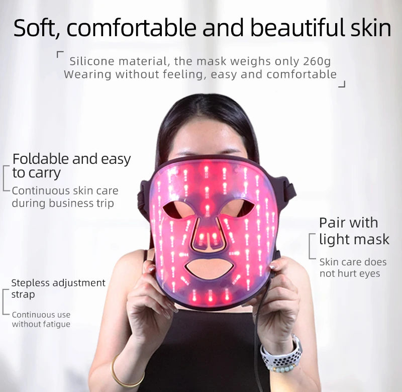 Soft Portable Led Facial Mask-Red Light Therapy Skin Care Face Beauty Mask