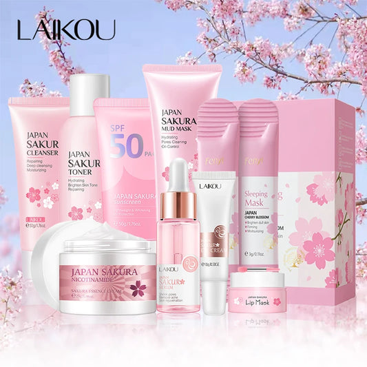 9pcs Facial Products Kit-Facial Cleanser, Face Cream, Sunscreen, Facial Mask, Eye Cream, Korean Skincare Product