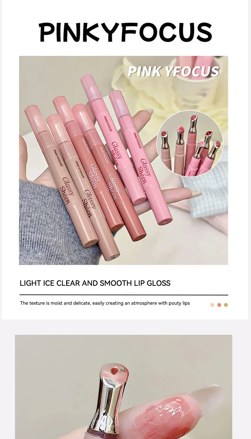 Pinkyfocus Moisturizing, Natural, Easy to Apply, Lipgloss-Has a Water-Gloss Finish, Does Not Stick to the Cup, Does Not Show Lip Lines, Is Non-Sticky, Enhances Lip Volume, Brightens the Complexion, High-End Versatile Korean-S