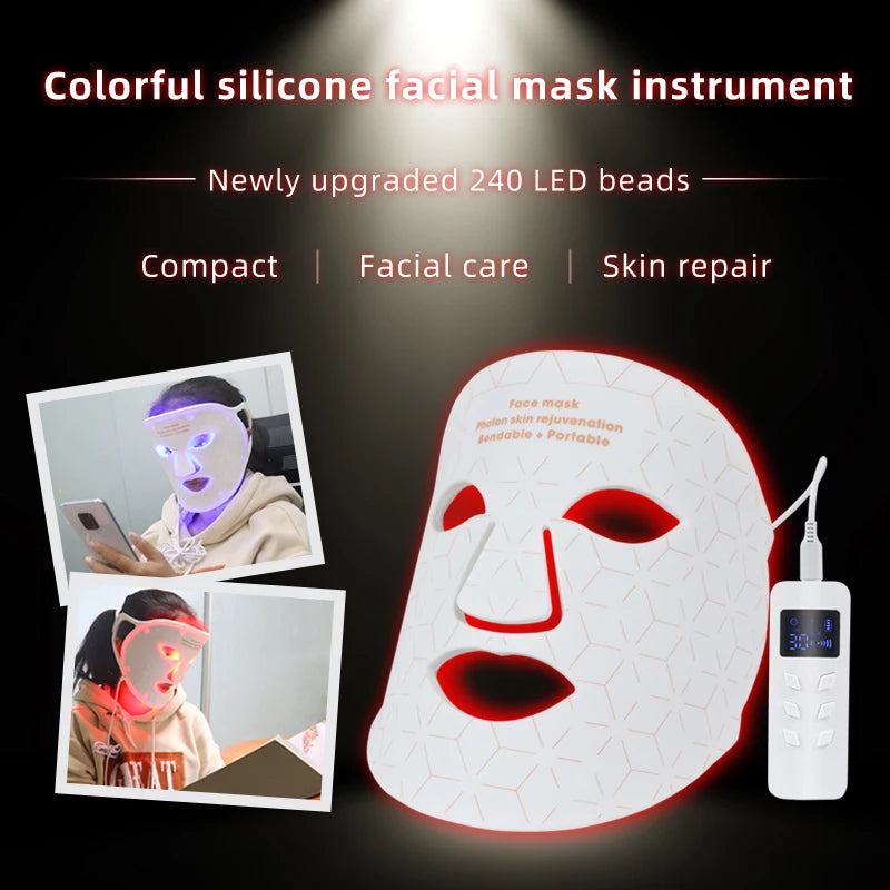 Soft Portable Led Facial Mask-Red Light Therapy Skin Care Face Beauty Mask