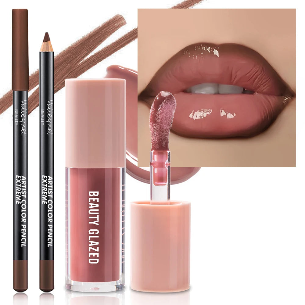 2pcs/Set Velvet Texture Lip Makeup-Create a Moisturizing and Natural Lip Makeup