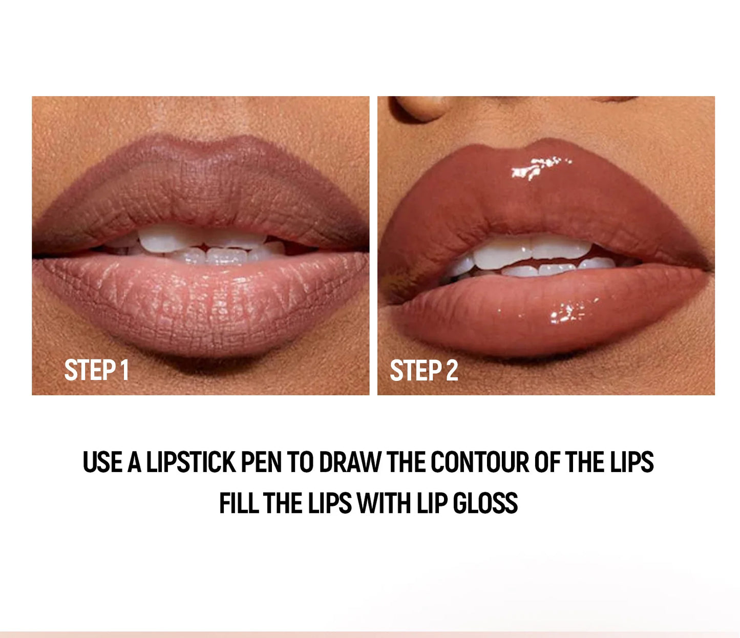 Tapered Lip Liner Contour Pencil Double Head Mirror Lip Glaze Crystal Lip Gloss Sexy Red Lips Tint Makeup