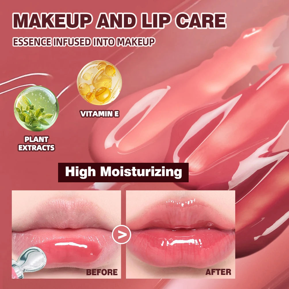 Mirror Pearl Lipgloss-Long Lasting Moisturizing Shine Glitter Lip Glaze Non Stick Cup Jelly Pout Lip Tint Makeup