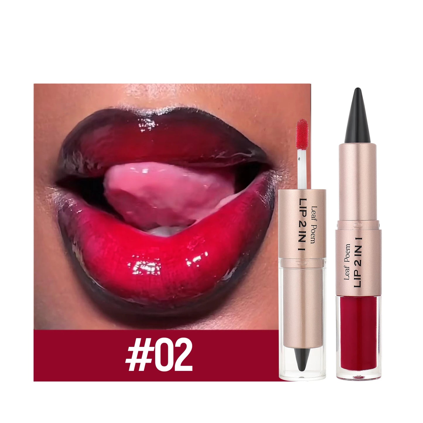 Tapered Lip Liner Contour Pencil Double Head Mirror Lip Glaze Crystal Lip Gloss Sexy Red Lips Tint Makeup