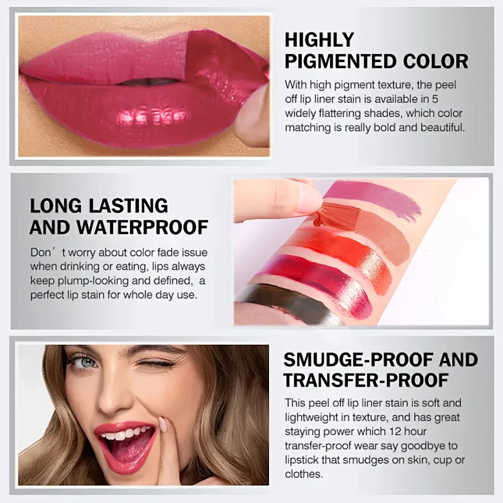 Peel-Off Lip Gloss - Long-wearing waterproof formula, moisturizing gloss, easy to apply, suitable for all light brown skin types