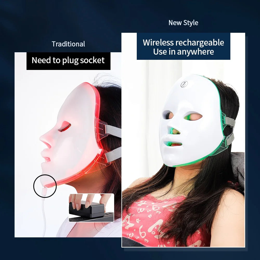 Rechargeable Facial LED Mask 7-Beauty Mask Skin Rejuvenation Home Face Lifting Skin Care Beauty Mask