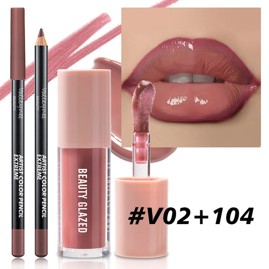 2pcs/Set Velvet Texture Lip Makeup-Create a Moisturizing and Natural Lip Makeup