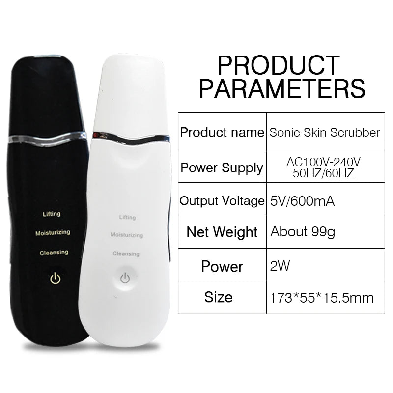 Ultrasonic Deep Face Cleaning Machine Skin Scrubber Remove Dirt Blackhead Reduce Spots And Wrinkles Facial Lifting