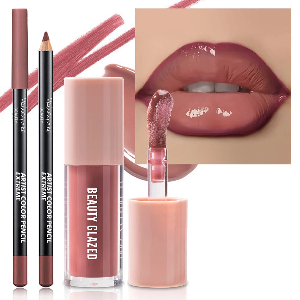 2pcs/Set Velvet Texture Lip Makeup-Create a Moisturizing and Natural Lip Makeup