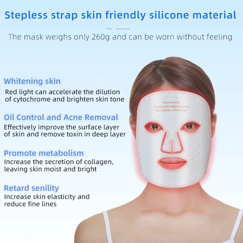 Soft Portable Led Facial Mask-Red Light Therapy Skin Care Face Beauty Mask