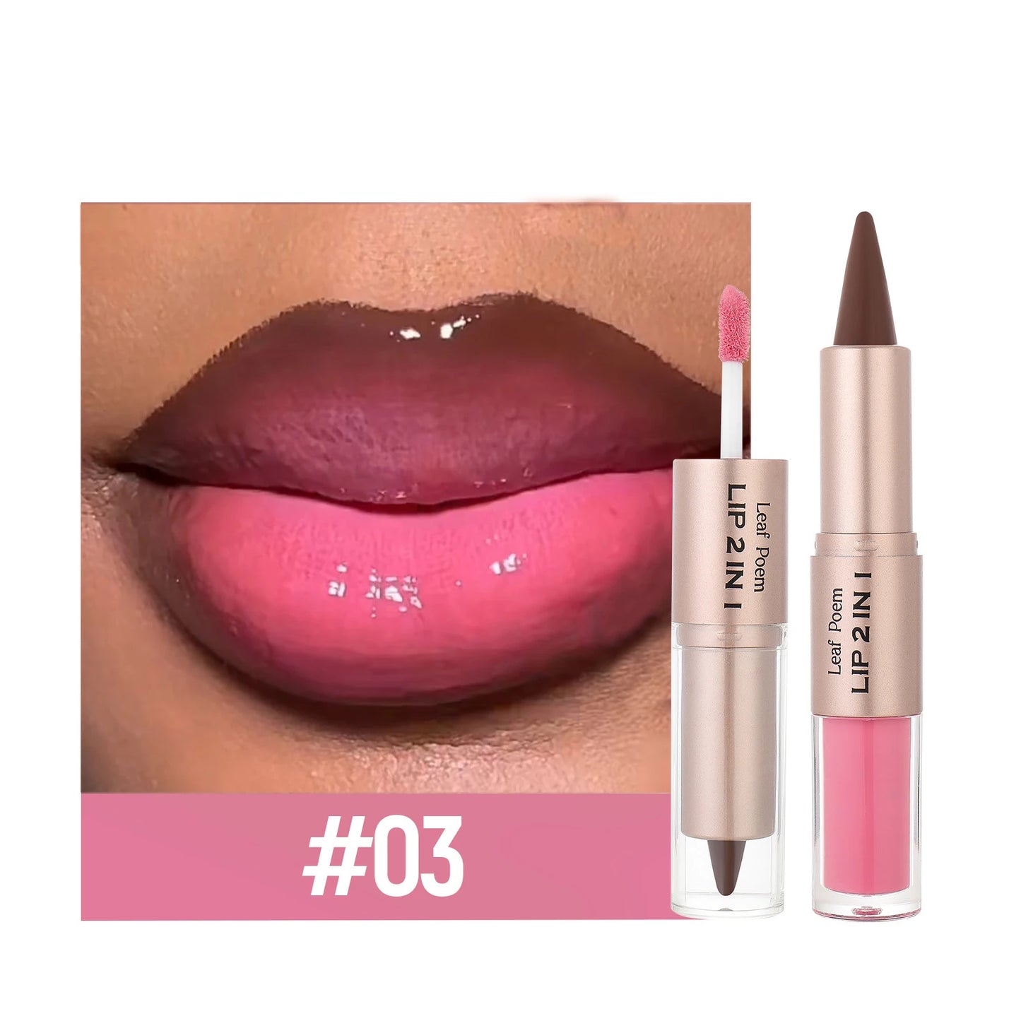 Tapered Lip Liner Contour Pencil Double Head Mirror Lip Glaze Crystal Lip Gloss Sexy Red Lips Tint Makeup