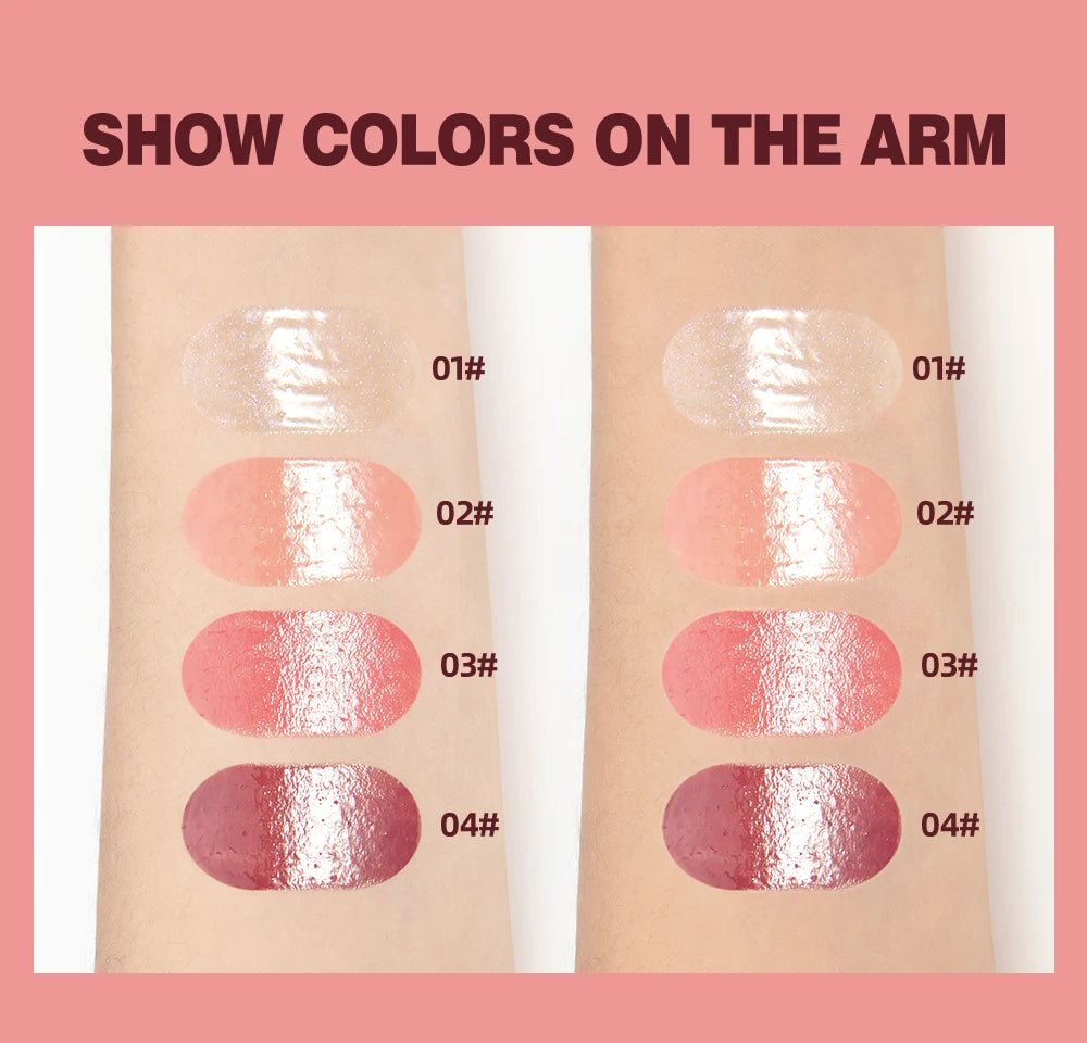 Mirror Pearl Lipgloss-Long Lasting Moisturizing Shine Glitter Lip Glaze Non Stick Cup Jelly Pout Lip Tint Makeup
