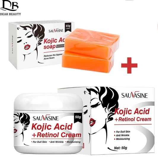 Kojic Acid Glow Skin Care Set – Face Cream & Handmade Cleansing Soap Duo