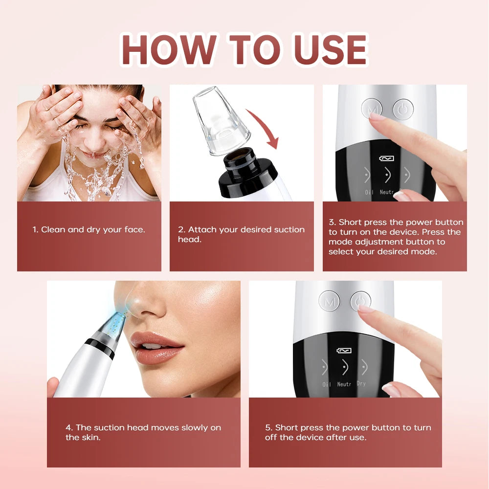 3 Suction Mode Blackhead Remover-Face Cleansing Beauty Machine Dead Skin Remover + Skin Care Tool
