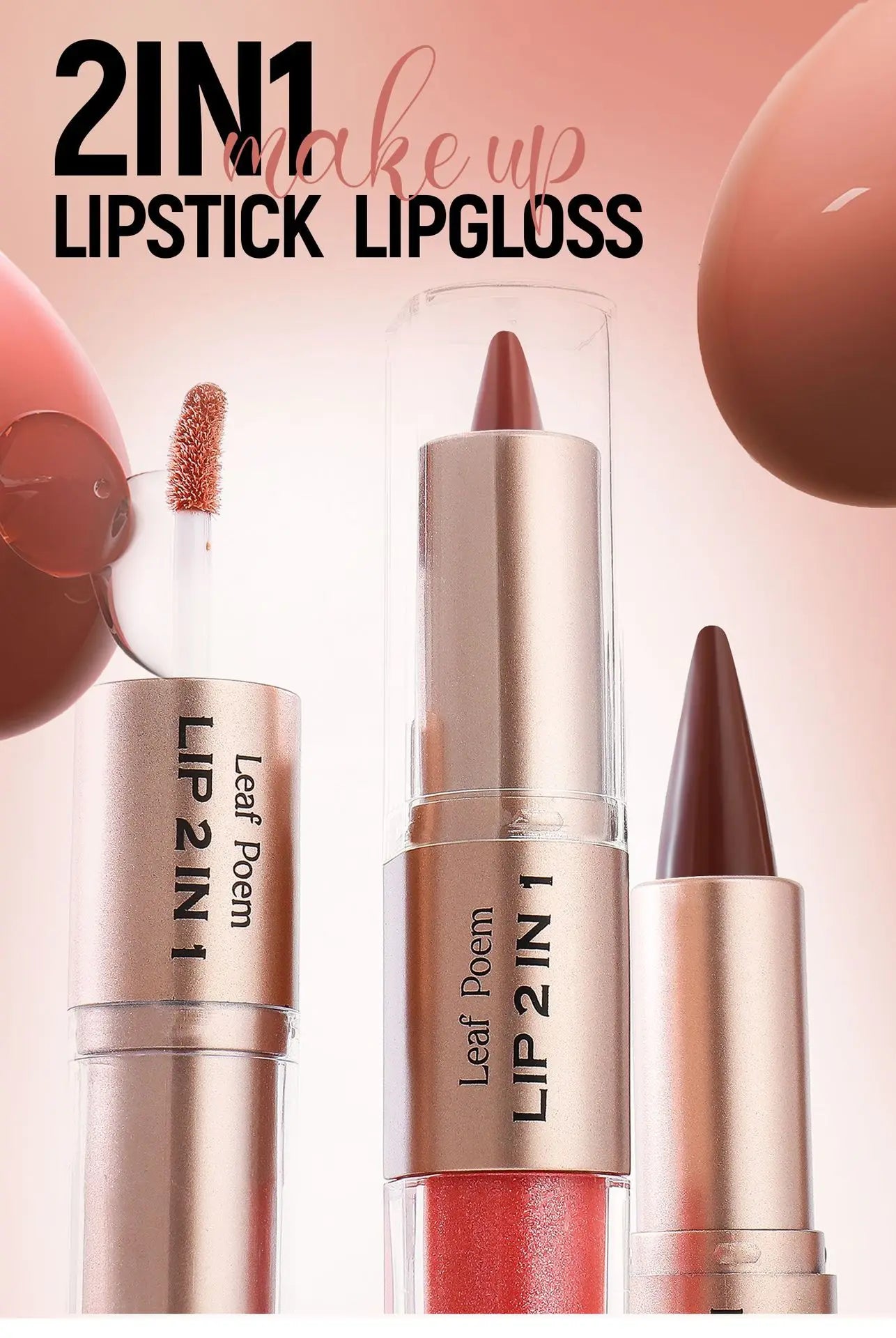 Tapered Lip Liner Contour Pencil Double Head Mirror Lip Glaze Crystal Lip Gloss Sexy Red Lips Tint Makeup