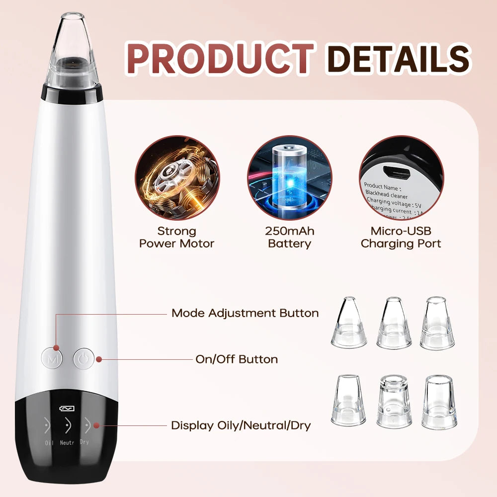 3 Suction Mode Blackhead Remover-Face Cleansing Beauty Machine Dead Skin Remover + Skin Care Tool