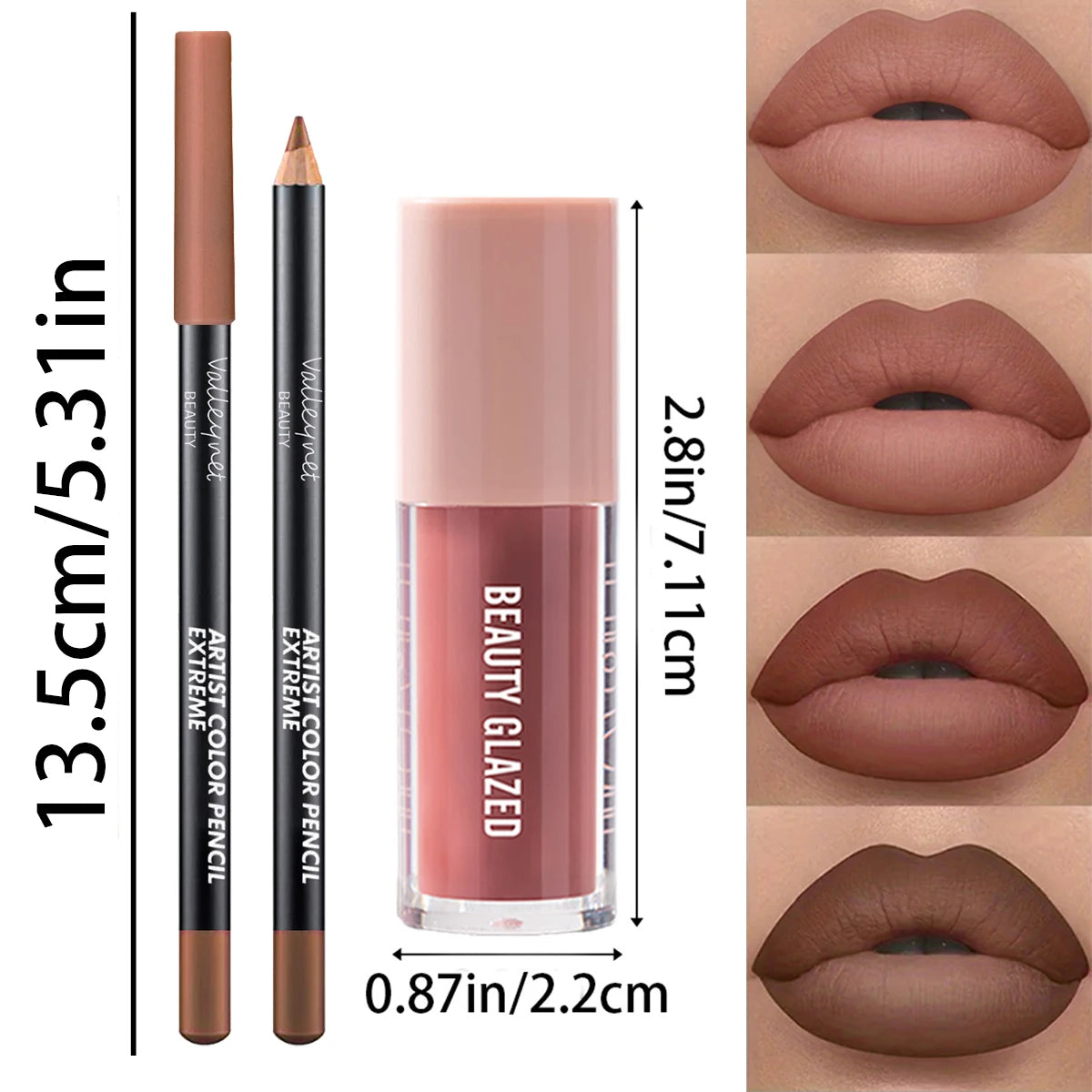 2pcs/Set Velvet Texture Lip Makeup-Create a Moisturizing and Natural Lip Makeup