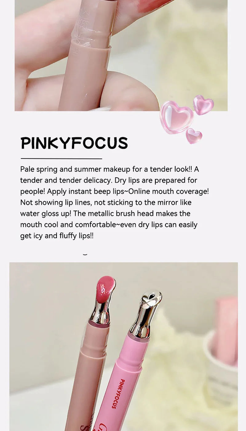 Pinkyfocus Moisturizing, Natural, Easy to Apply, Lipgloss-Has a Water-Gloss Finish, Does Not Stick to the Cup, Does Not Show Lip Lines, Is Non-Sticky, Enhances Lip Volume, Brightens the Complexion, High-End Versatile Korean-S