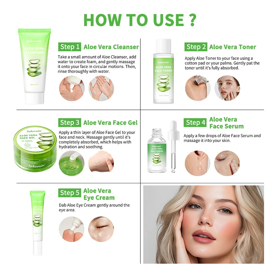 Aloe Vera 5-Piece Skin Care Set – Hydrating & Nourishing Daily Routine